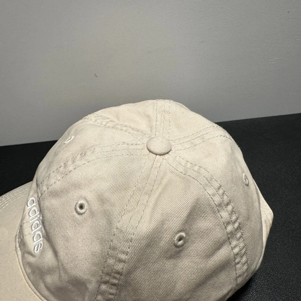 Adidas Hat Cap Beige Adult Strap Back Trefoil Patch Logo Outdoor Gym Cotton‎ Dad